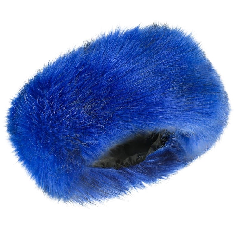 RANOME Faux Fur Headband for Women Elastic Fuzzy Thick Earmuffs Winter Headwrap Ear Muffs Furry Ear Warmers Cold Weather (Royal Blue) - Image 1